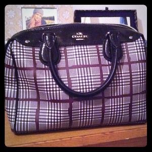 Coach Plaid Leather Hand Bag Purse
